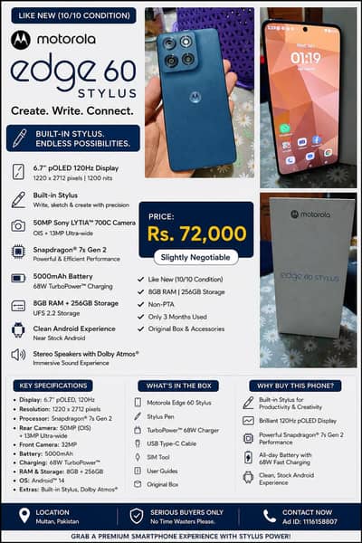 Motorola Edge 60 Stylus DUBAI TDRA WITH BOX NON PTA