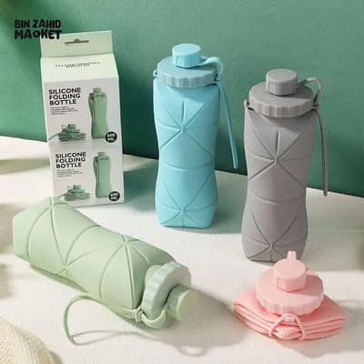 600ML Silicone Folding Water Bottle Leakproof Travel Bottle (4 Colors)