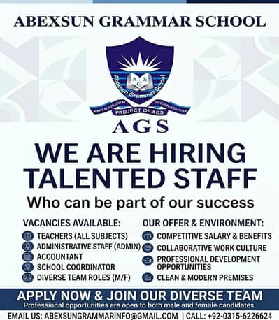 School Staff Required , Teacher , Admin , Clerk , Coordinator (Jobs)