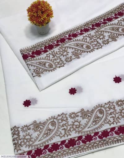 *Product Name*: Women Swiss Embroidered Shawl Burgundy Gold White