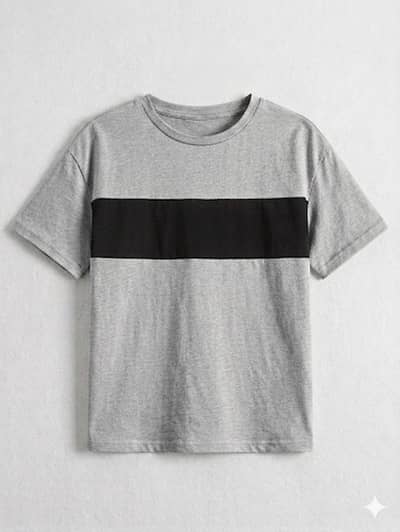 grey with Black panel t-shirt