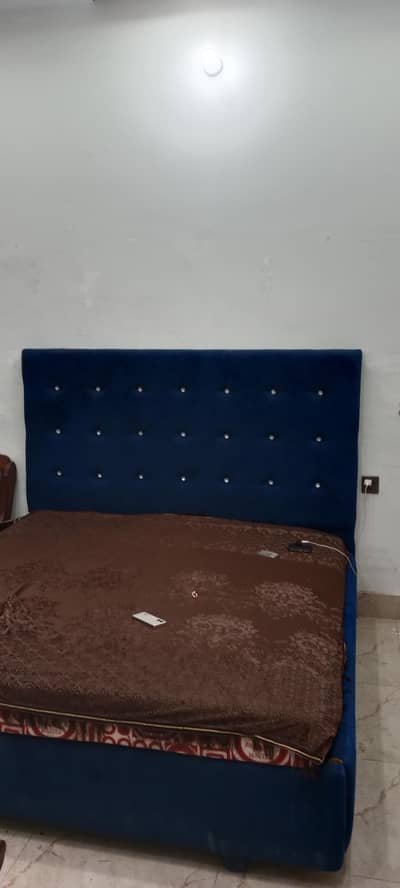 Royal Blue Velvet Poshish Bed for Sale – Excellent Condition