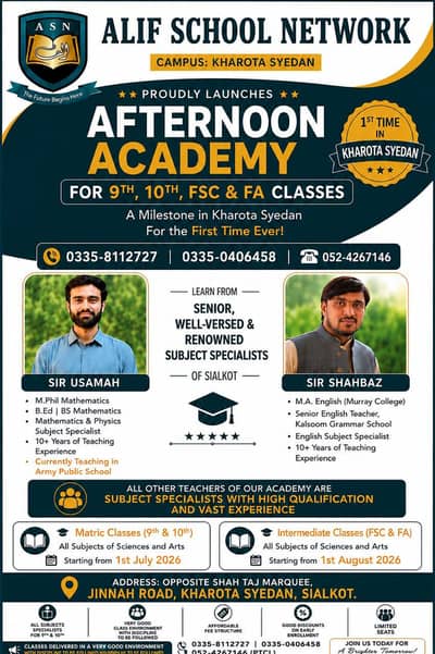  Admissions Open – ALIF Afternoon Academy, Kharota Syedan