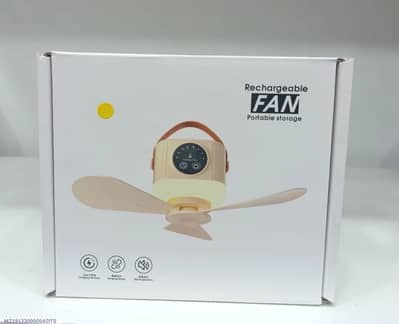 USB Rechargeable Ceiling Fan with Night Light & 4 Speeds