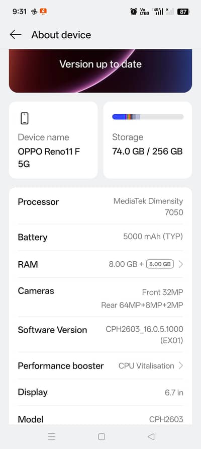 Oppo Reno 11f complete box