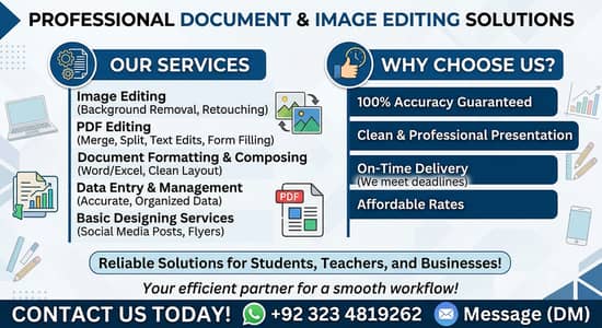 Professional Data Entry, PDF Editing & Document Composing Services