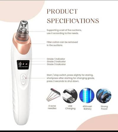5-in-1 ELECTRIC BLACKHEAD REMOVER USB RECHARGABLE