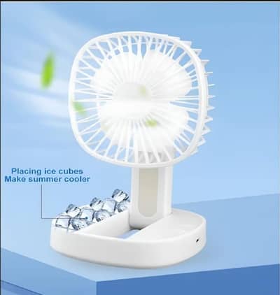 PORTABLE WHITE ICE CUBE COOLING DESK FAN