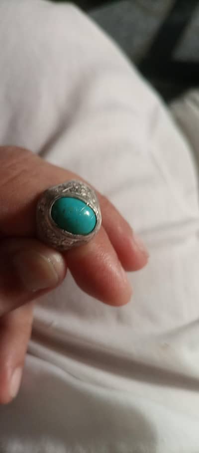 old hussani firoza white gold chandi ring