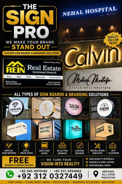 3d Signboard makers | LED neon sign | panaflex sign board | printing
