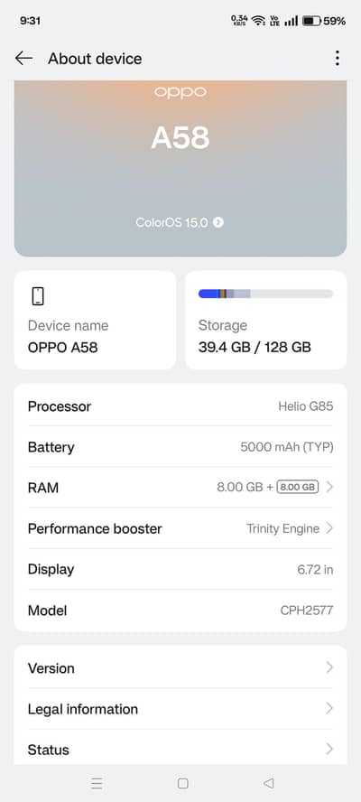 OPPO A58