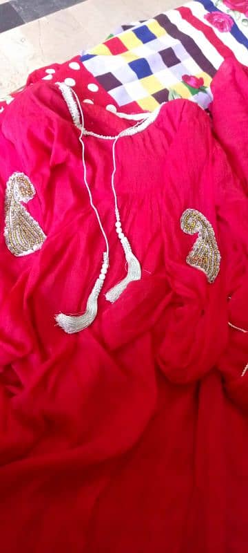 red jarjet frock n choridar pajama n dopata