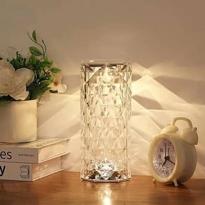 Crystal Diamond Touch Lamp | Romantic Rose 3D | Rechargeable