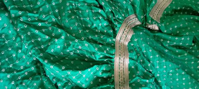 mustard colour ful embroidery shirt n dopata n green garr