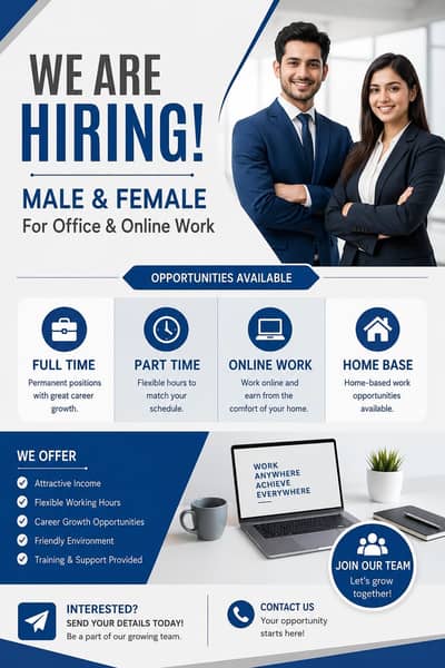 Hiring now male and female