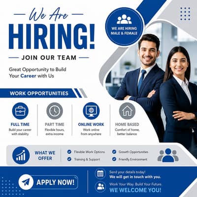 We are hiring for office and online work.