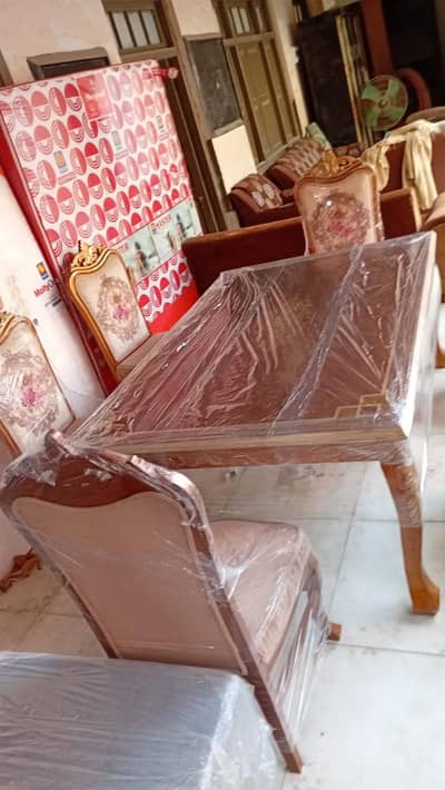 6 Seater Wooden Dining Table Set/Glass top/Luxury Design/Multan