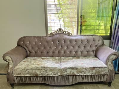 3 seater and one one seater velvety sofa