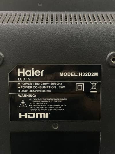 Haier led Tv  Model : H32D2M 50/60 Hz