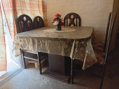 6-Seater Wooden Dining Table Set for Sale
