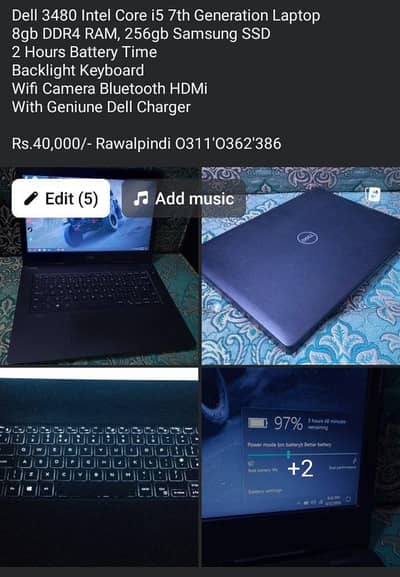 7th Generation Dell Laptop 8gb DDR4 RAM 256gb Samsung SSD