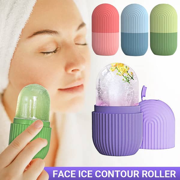 Silicone Ice Cube Roller for Face – Reusable Face Massage Tool for Glowing Skin, Puffiness Reduction, Eye De-Puffing & Skin Tightening – Cooling Facial Massager for Women