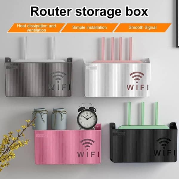 Wall Mounted WiFi Router Stand & Holder Wall Shelf | Wireless Storage Box & Decorative Cable Organizer | Wall-Mounted Modem Rack for Cord Management | Home Office Router Hider Shelf