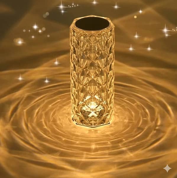 Crystal Rose Diamond Table Lamp: 16-Color RGB LED Night Light with Touch and Remote, USB Rechargeable Acrylic Crystal Lamp for Bedroom, Living Room, Bar