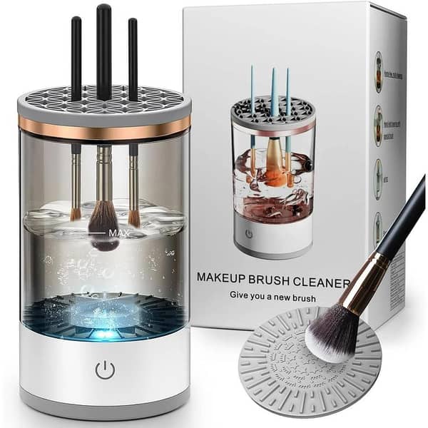 3-in-1 Electric Makeup Brush Cleaner & Dryer – USB Rechargeable Cleaner, Dryer Stand & Mat for All Brush Sizes