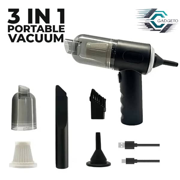 AS-288 3-in-1 Wireless Car Vacuum Cleaner: Powerful Suction, Rechargeable and Multifuntion for Car, Home & Office