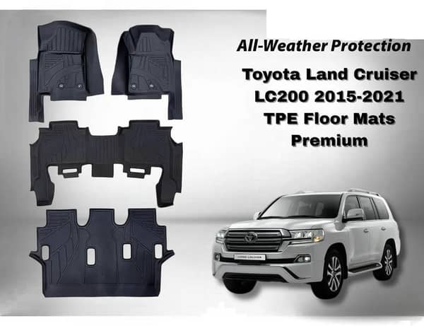 Toyota Land Cruiser LC200 2015-2021 TPE Floor Mats – Premium All-Weather Custom Fit Car Mats