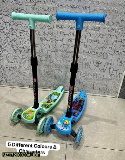 Blue Kids Scooter with Adjustable Handle & Glow Wheels
