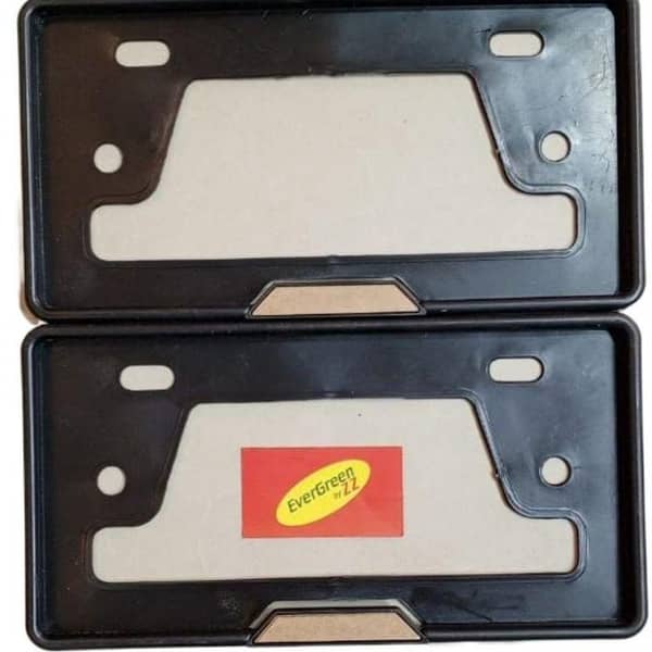 12" Black Car License Plate Frame (2-Pack) with Reflective Design, 12" x 6"