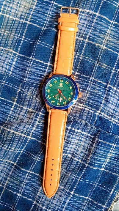 Carrera style Gents watch Green Dial Tan Leather strap price PK RS 850