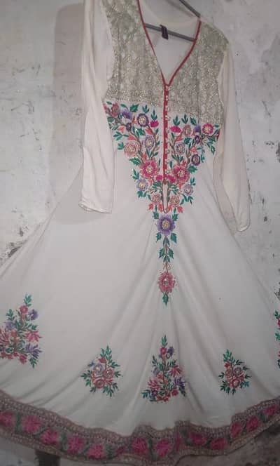 original Areej linen long embroidered frock large size only 3 time use