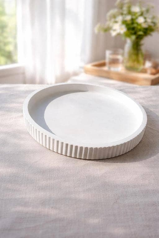 handcrafted large circle concrete tray | living room tray | round trinket dish tray | elegant home decor organizer | perfect for gifting | jewelry tray| vanity tray| organizer tray | trinket tray