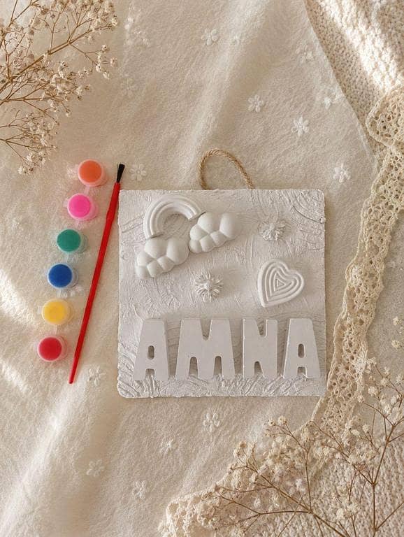 Customized Name Hanging, Ceramic Painting Kit, Kids DIY Craft Kit, Personalized Name Board, Kids Art Kit, Ceramic Name Plaque, Painting Activity for Kids, Room Decor for Kids, Handmade Ceramic Hanging, Custom Kids Gift.