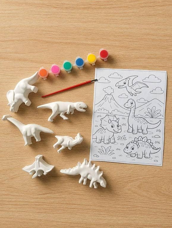 2 in 1 Kids DIY Painting Kit Deal – Dino & Ocean Animal, Ceramic Painting Set for Kids with Paints & Brush,kids painting kit, ceramic painting kit, diy painting kit for kids, kids art and craft kit,