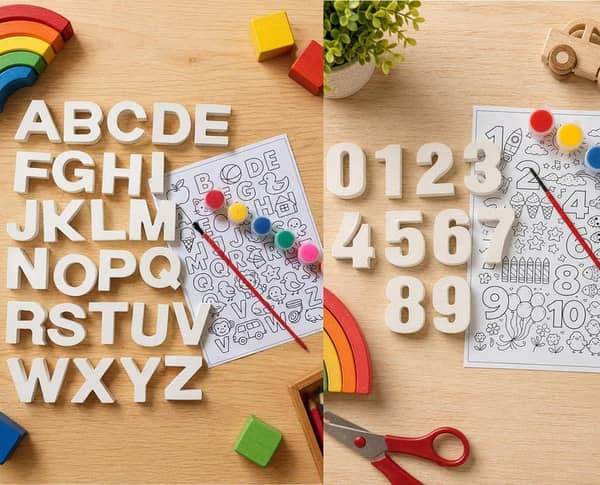2 in 1 deal numbers and alphabet painting kit for kids | kids painting kit | kids DIY painting set | preschool activity kit | number learning toys for preschool, ceramic painting kit for kids, alphabet learning