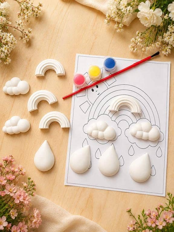 rainbow painting kit, kids diy craft kit, kids painting activity, rainbow art kit, diy painting set for kids, children craft kit, rainbow diy kit, kids art and craft, educational activity kit, ceramic painting kits