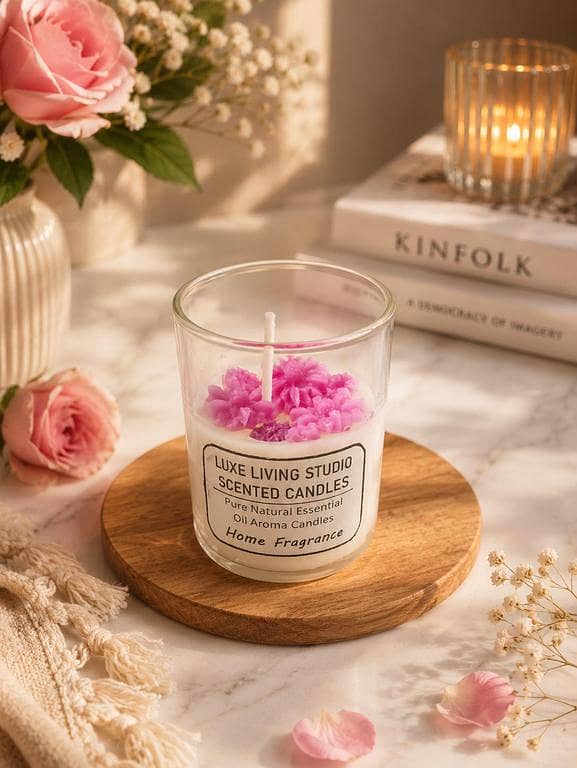 Luxe Living Studio Floral Scented Candle in a Glass Jar