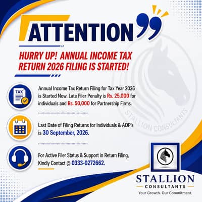 Income Tax Return, Filer, FBR, Sales Tax, SECP, Company Registration