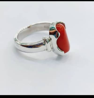 Original Silver Red Marjan Stone Ring | Gents | Premium Quality