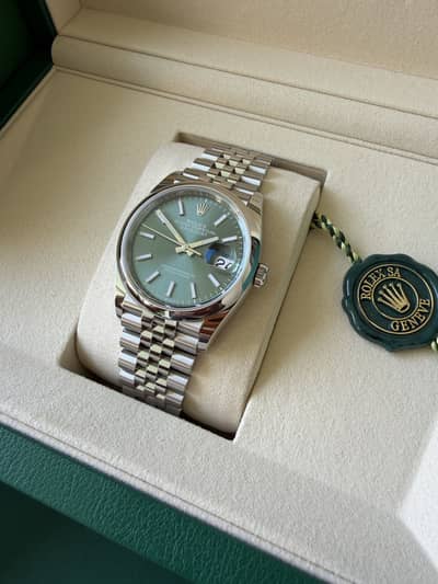 Rolex oystersteel date-just mint green dial