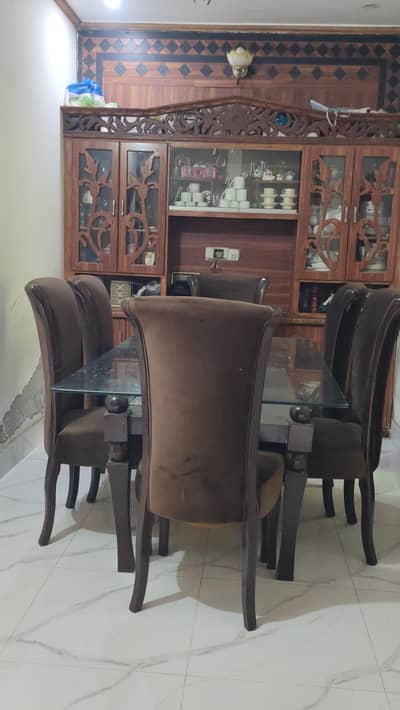 Dining table pure wood glass table