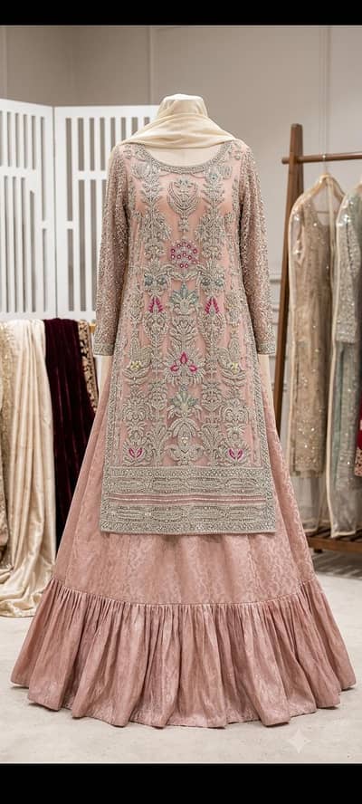 Designer heavy Shirt with Lehenga for Wedding/Functions (Worn Once)