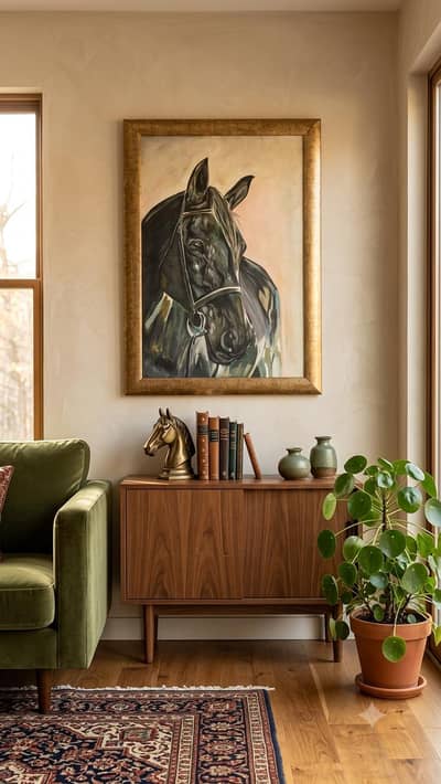 horse painting handmade canvas oil paint NJ
