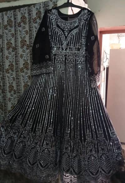 black flared maxi + dupatta