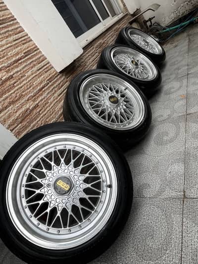 16 size BBS rims with low profile tyres for sale.