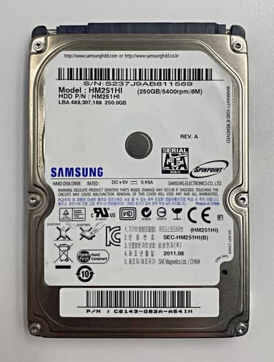 Samsung Original-250GB-Hard Disk Drive-2.5" SATA (100% Health)